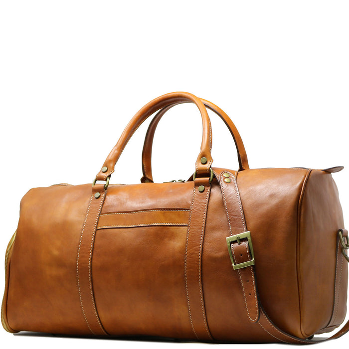 floto Lugano Weekender w/ Shoe Compartment Olive (Honey) Brown