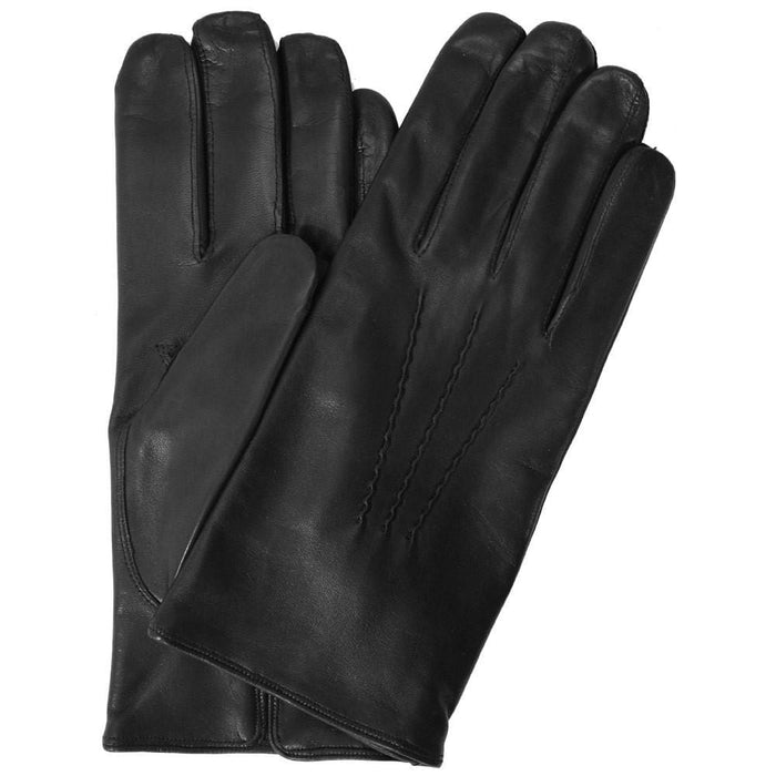 floto Men's Cashmere Lined Black Leather Napoli Gloves