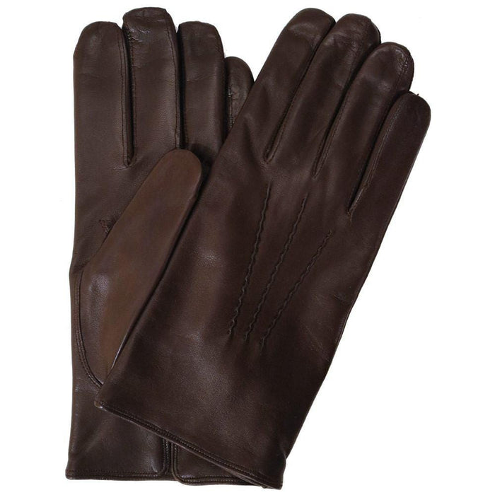 floto Men's Cashmere Lined Brown Leather Napoli Gloves