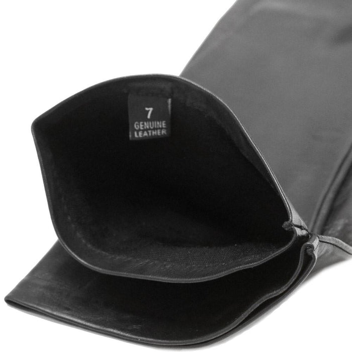 Floto Women's Silk Lined Black 3 Button Leather Wedding Gloves