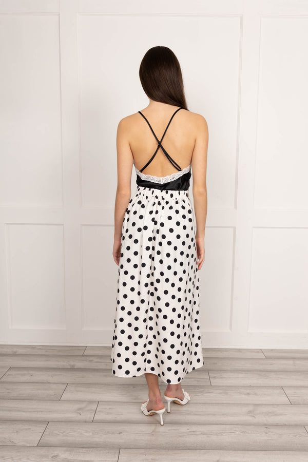 Flounce London Black And White Pocka Dot Skirt