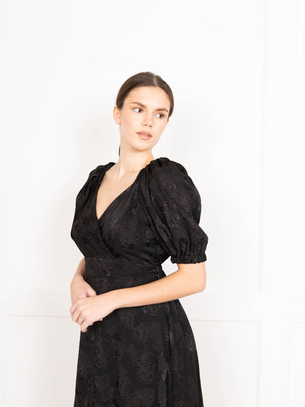 Flounce London Black Jacquard Midaxi