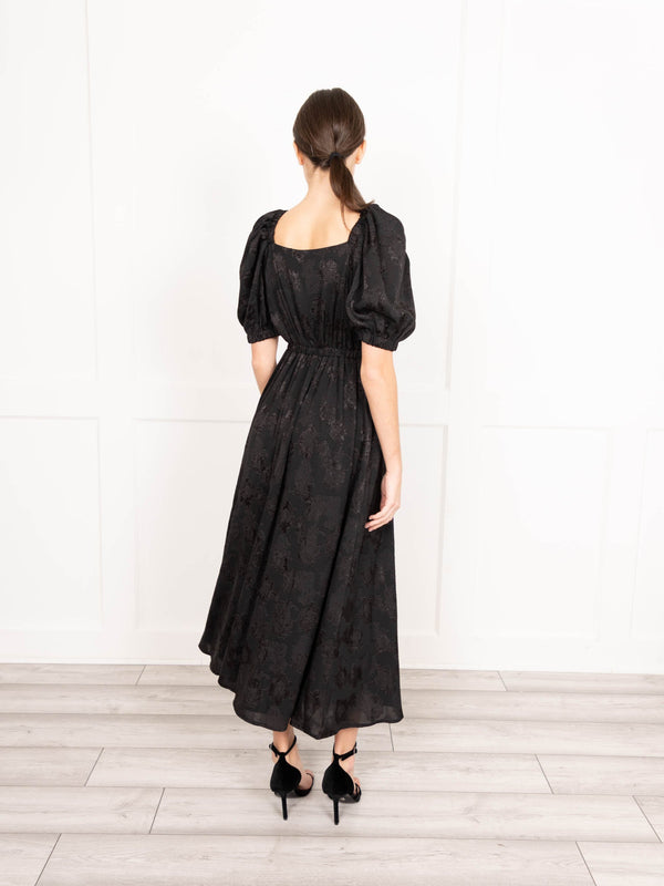 Flounce London Black Jacquard Midaxi