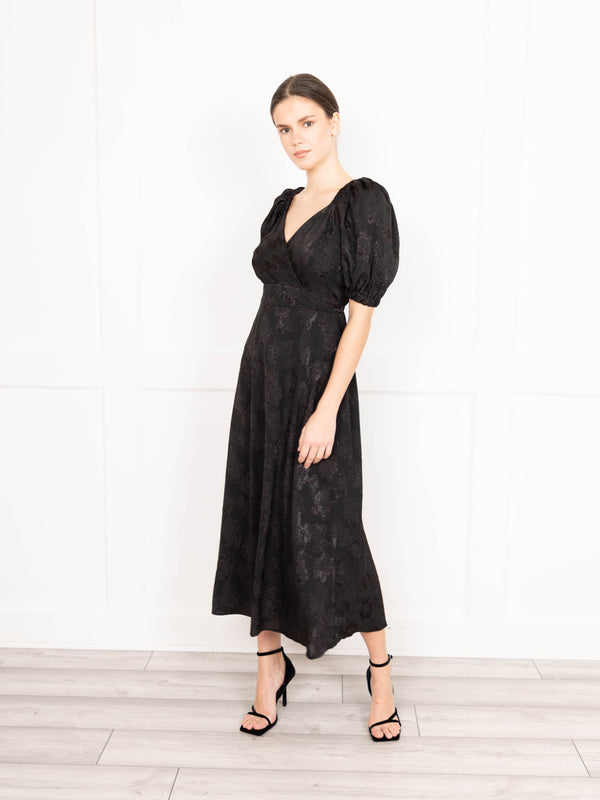 Flounce London Black Jacquard Midaxi