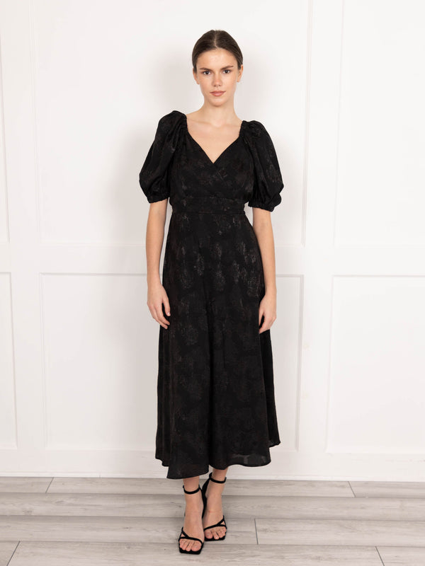 flounce london Black Jacquard Midaxi