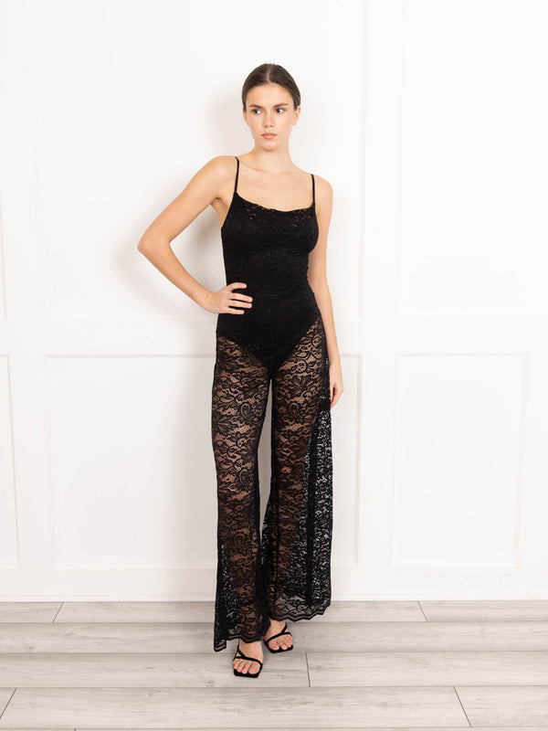 flounce london Black lace jumpsuit