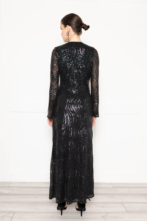 Flounce London Flounce London Green Sequin Maxi Dress