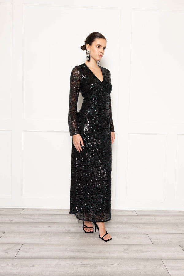 Flounce London Flounce London Green Sequin Maxi Dress