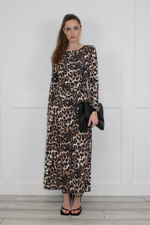 Flounce London Leopard Jersey Maxi Dress