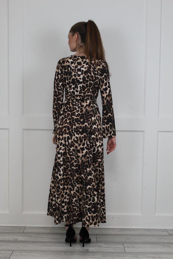 Flounce London Leopard Jersey Maxi Dress