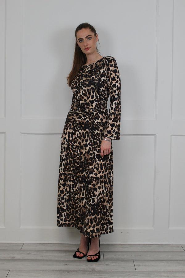 flounce london Leopard Jersey Maxi Dress