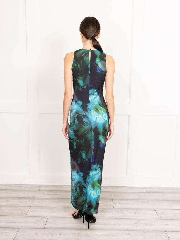 Flounce London Flounce London Maxi Dress In Blue Blurred Floral