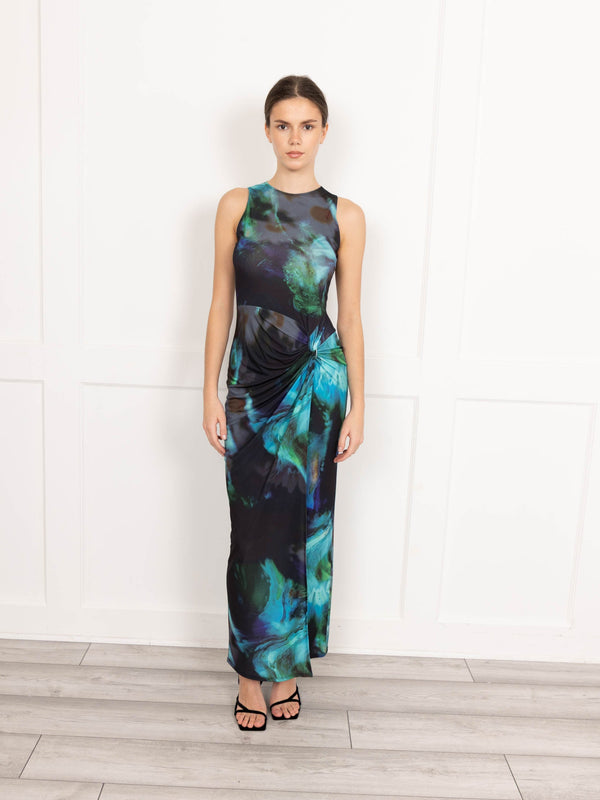 flounce london Flounce London maxi dress in blue blurred floral