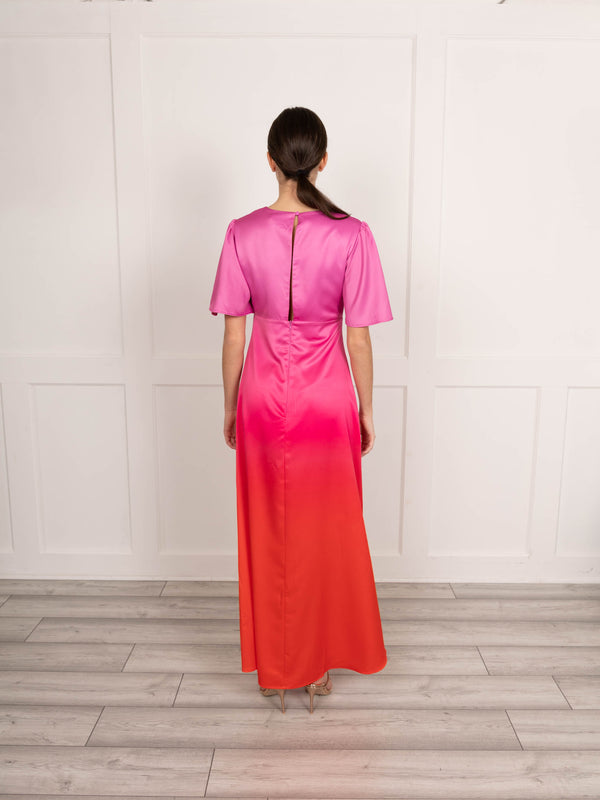 Flounce London Flounce London Maxi Dress In Ombre Pink And Red