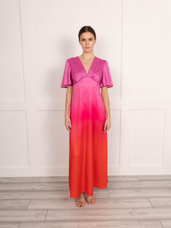 flounce london Flounce London Maxi Dress in Ombre Pink and Red