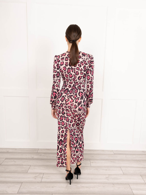 Flounce London Flounce London Pink Leopard Print Midi