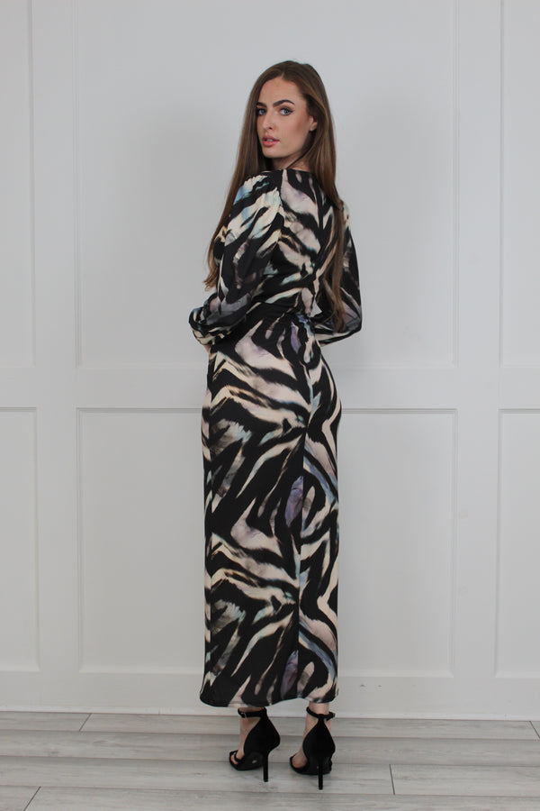 Flounce London Flounce London Printed Zebra Jersey Maxi Dress