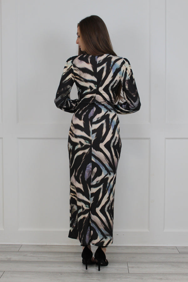 Flounce London Flounce London Printed Zebra Jersey Maxi Dress