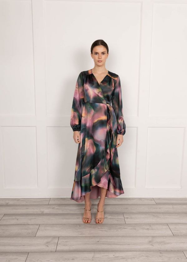 flounce london Flounce London Swirl Print Wrap Midaxi Dress