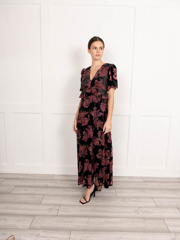 Flounce London Velvet Jacquard Maxi Dress