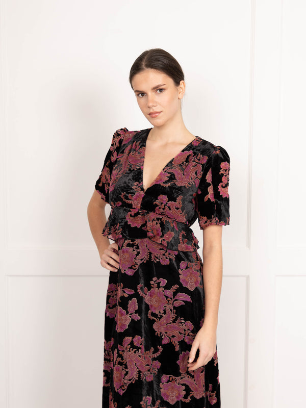 Flounce London Velvet Jacquard Maxi Dress