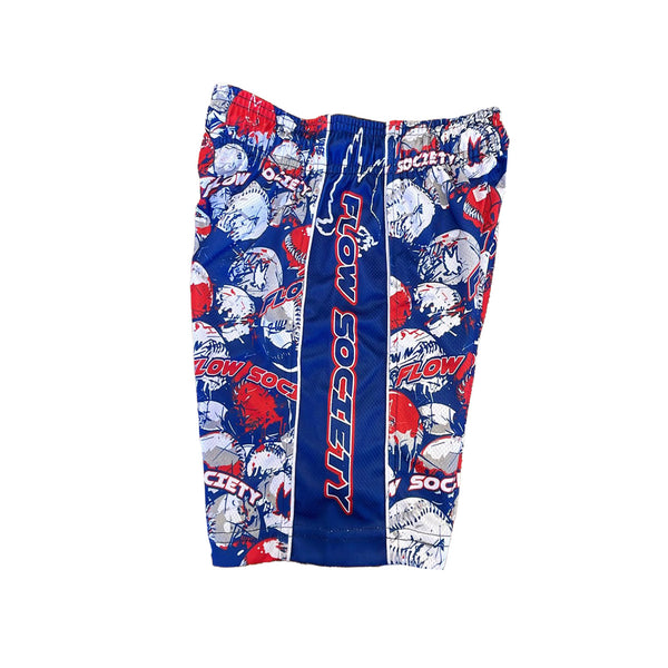 Flow Society Boys Baseball Splatter Short Red White & Blue