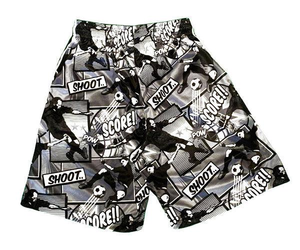 Flow Society Boys Black And Silver Comic Soccer Attack Short Black/Silver
