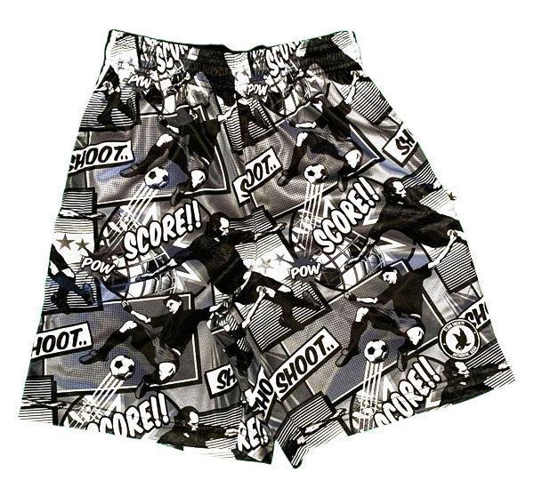 Flow Society Boys Black And Silver Comic Soccer Attack Short Black/Silver