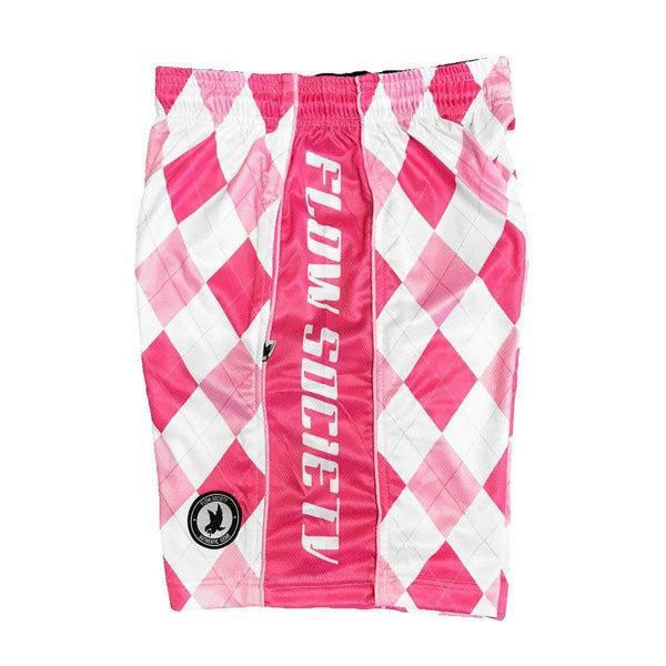 Flow Society Boys New Argyle Pink Attack Short Pink/White