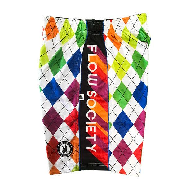 Flow Society Boys New Neon Argyle Short Neon Rainbow