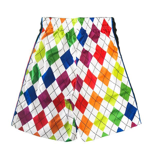 Flow Society Boys New Neon Argyle Short Neon Rainbow