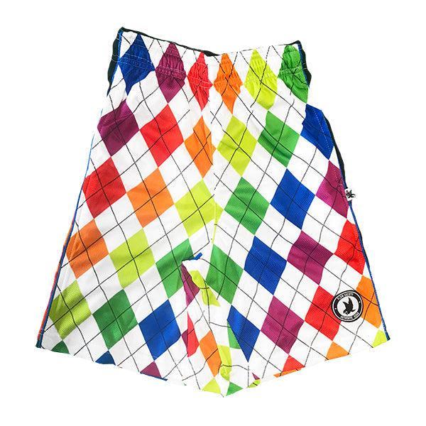 Flow Society Boys New Neon Argyle Short Neon Rainbow