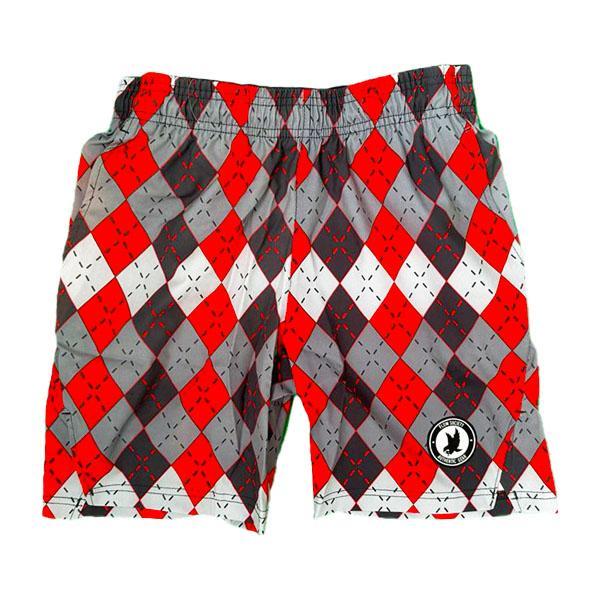 flow society Boys Red & Grey Argyle Tennis Short Red/Grey