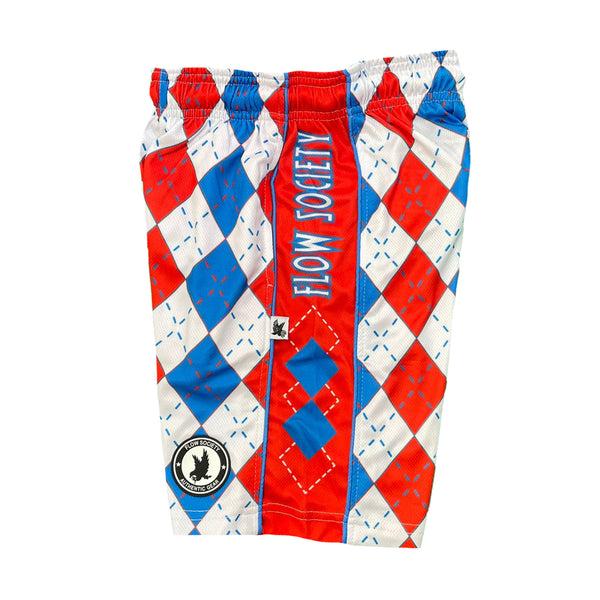 Flow Society Boys Red White & Blue Argyle Attack Short Red/White/Blue
