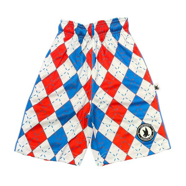 Flow Society Boys Red White & Blue Argyle Attack Short Red/White/Blue