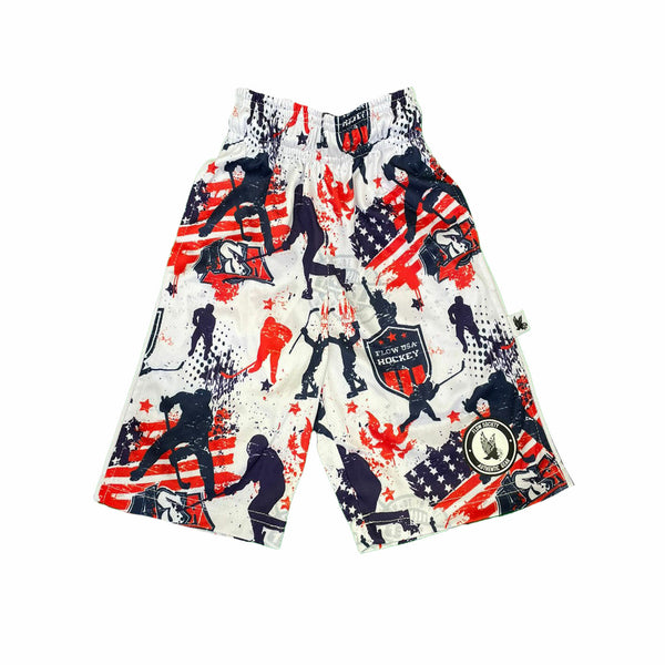 flow society Boys Stars & Stripes Hockey Short Red White & Blue