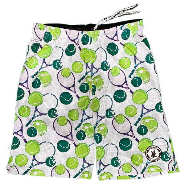 flow society Boys Tennis Flow Print Short White White/Yellow/Green