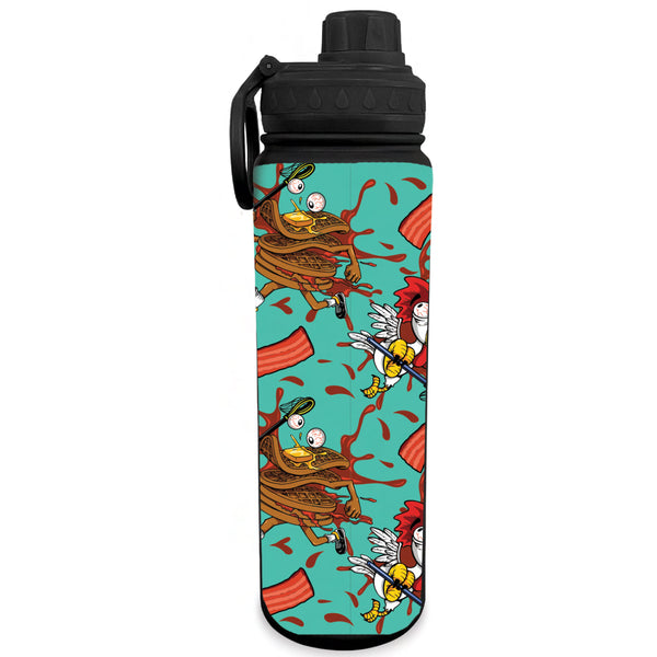 flow society Chicken & Waffles 24oz Stainless Steel Water Bottle Black