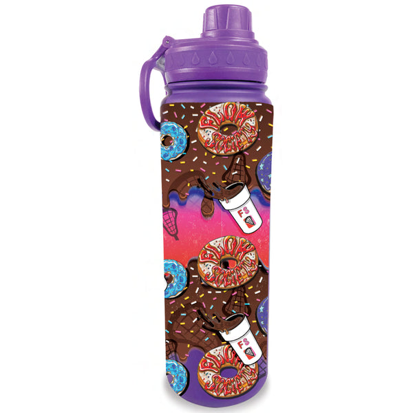 flow society Donut Flow 24oz Stainless Steel Water Bottle Purple