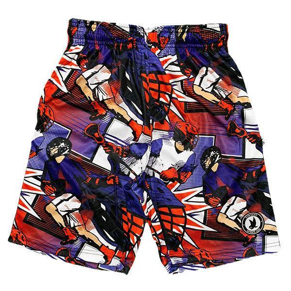 flow society Boys Lax Comic Attack Short Blue/Red