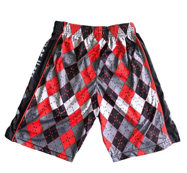 Flow Society Boys Red & Grey Argyle Shorts Red/Grey