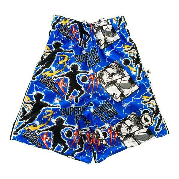flow society Mens Anime Superior Soccer Short Blue