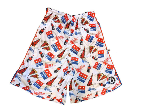 flow society Mens Dominate Lax Shorts White