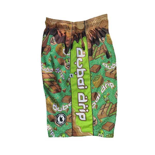 Flow Society Mens Dubai Drip Chocolate Short Green