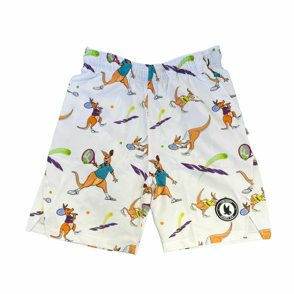 flow society Mens Kangaroo Tennis 7" Short White
