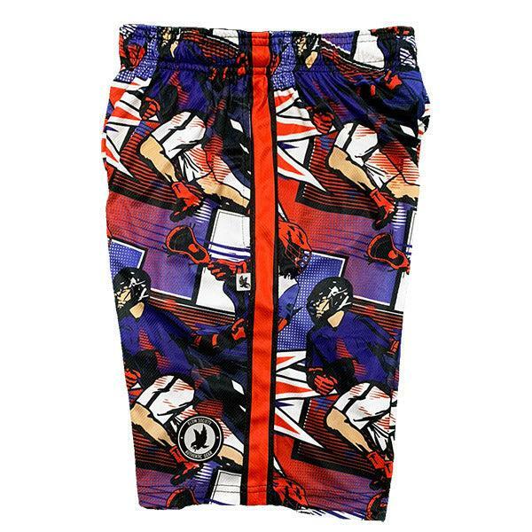 Flow Society Mens Lax Comic Attack Short Blue/Red