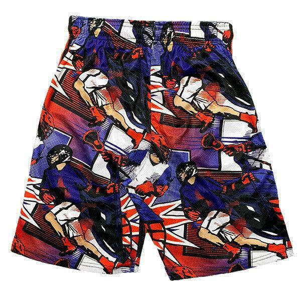 Flow Society Mens Lax Comic Attack Short Blue/Red
