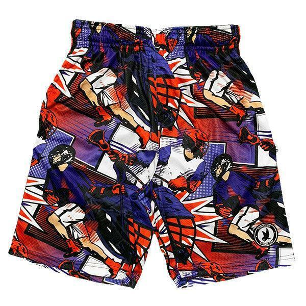 flow society Mens Lax Comic Attack Short Blue/Red