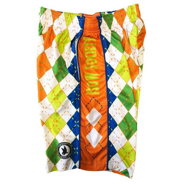 Flow Society Mens Neon Argyle Shorts Neon Multi