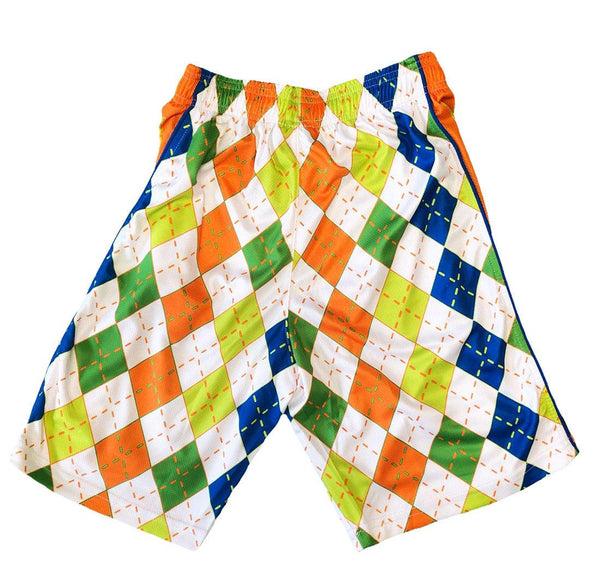 Flow Society Mens Neon Argyle Shorts Neon Multi